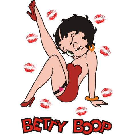 Betty-Boop-In-Red-Dress-Lip-Marks-Photo